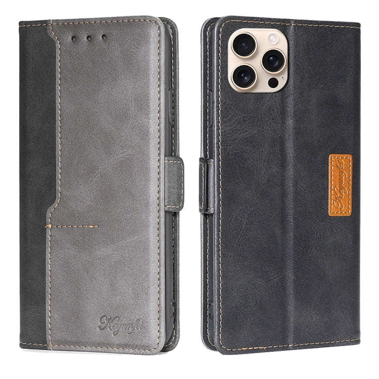 Contrast Color Side Buckle Leather Phone Case, For iPhone 18 Pro / 17 Pro, For iPhone 18 Pro Max ...
