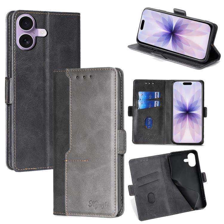 Contrast Color Side Buckle Leather Phone Case, For iPhone 18 Pro / 17 Pro, For iPhone 18 Pro Max ...
