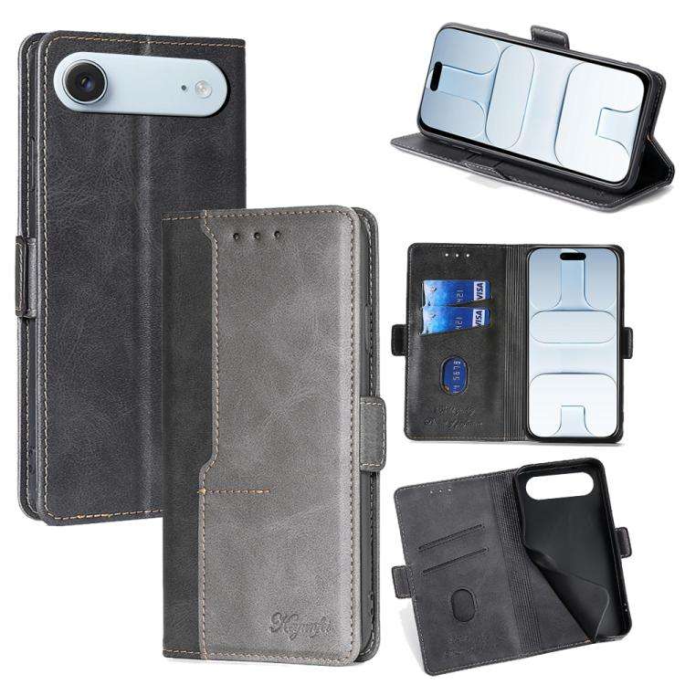 Contrast Color Side Buckle Leather Phone Case, For iPhone 18 Pro / 17 Pro, For iPhone 18 Pro Max ...
