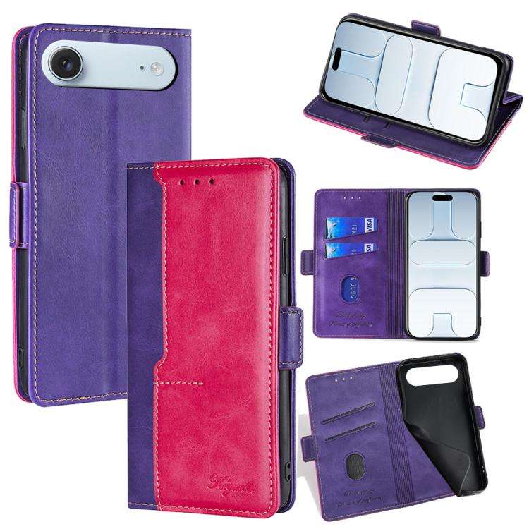 Contrast Color Side Buckle Leather Phone Case, For iPhone 18 Pro / 17 Pro, For iPhone 18 Pro Max ...