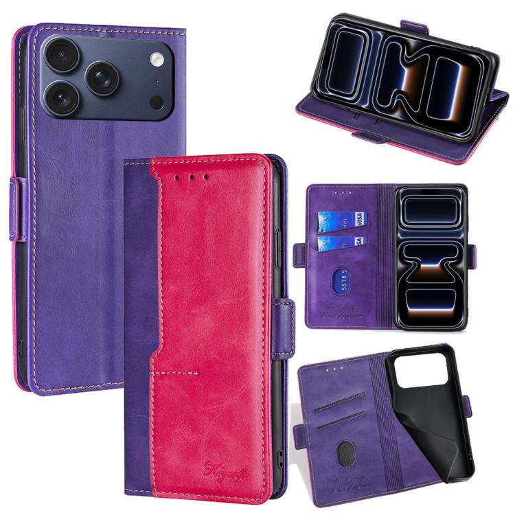 Contrast Color Side Buckle Leather Phone Case, For iPhone 18 Pro / 17 Pro, For iPhone 18 Pro Max ...