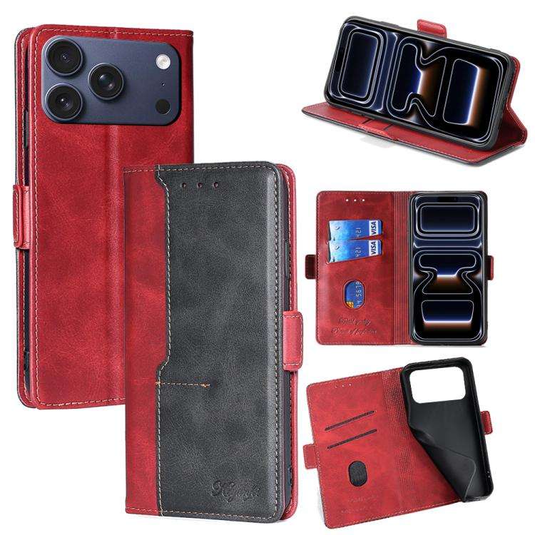 Contrast Color Side Buckle Leather Phone Case, For iPhone 18 Pro / 17 Pro, For iPhone 18 Pro Max ...