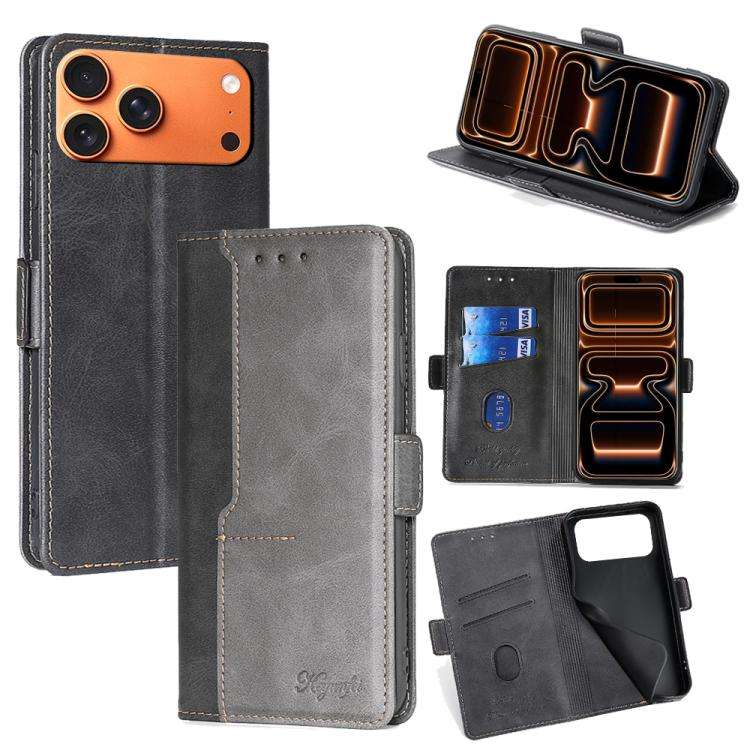Contrast Color Side Buckle Leather Phone Case, For iPhone 18 Pro / 17 Pro, For iPhone 18 Pro Max ...