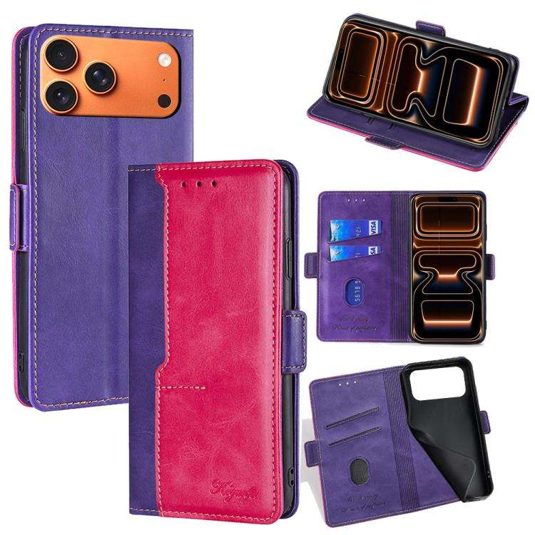 Contrast Color Side Buckle Leather Phone Case, For iPhone 18 Pro / 17 Pro, For iPhone 18 Pro Max ...