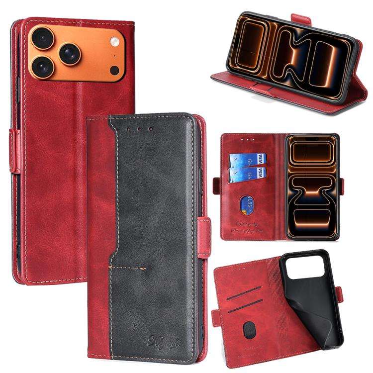 Contrast Color Side Buckle Leather Phone Case, For iPhone 18 Pro / 17 Pro, For iPhone 18 Pro Max ...