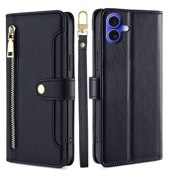 Sheep Texture Cross-body Zipper Wallet Leather Phone Case, For iPhone 17e / 16e, For iPhone 17 Pr...