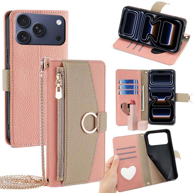 Crossbody Litchi Texture Leather Phone Case, For iPhone 17e / 16e, For iPhone 17 Pro Max, For iPh...