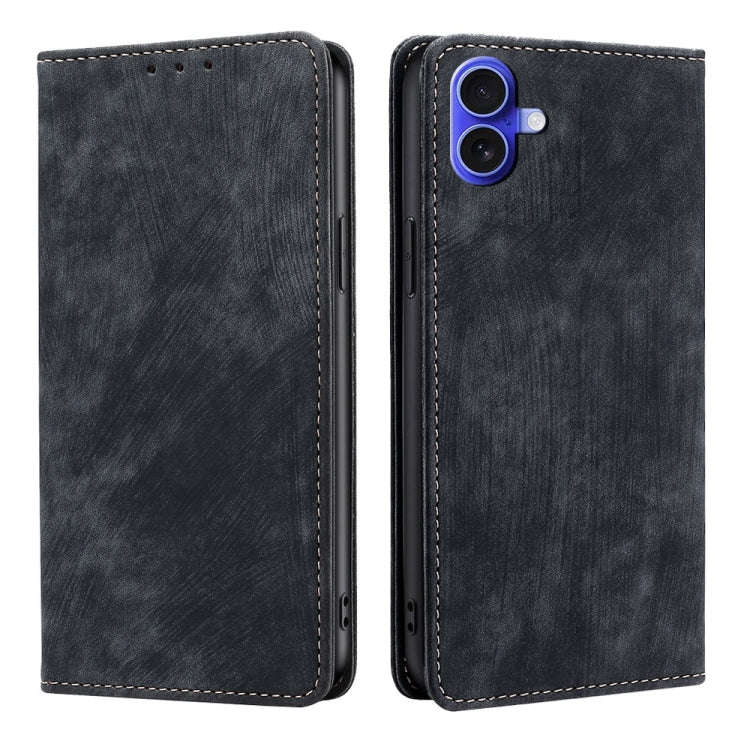 RFID Anti-theft Brush Magnetic Leather Phone Case, For iPhone 18 Pro / 17 Pro, For iPhone 18 Pro ...