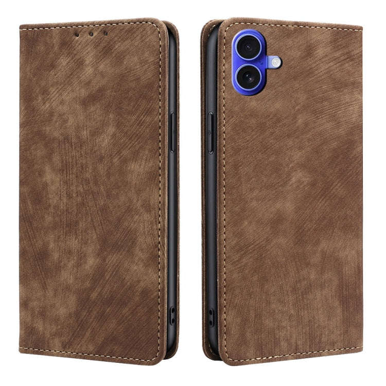 RFID Anti-theft Brush Magnetic Leather Phone Case, For iPhone 18 Pro / 17 Pro, For iPhone 18 Pro ...