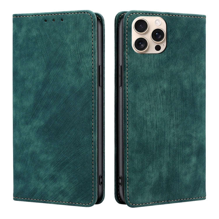 RFID Anti-theft Brush Magnetic Leather Phone Case, For iPhone 18 Pro / 17 Pro, For iPhone 18 Pro ...