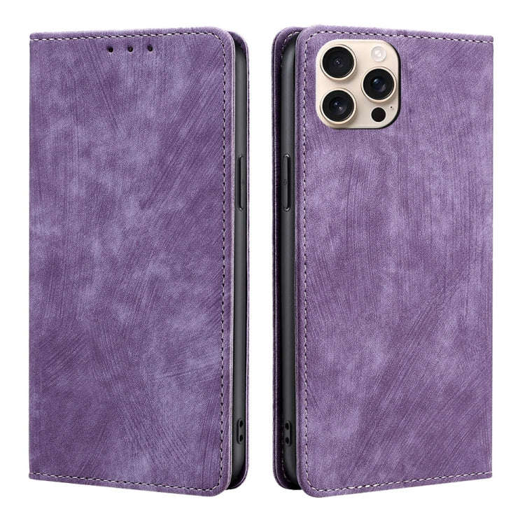 RFID Anti-theft Brush Magnetic Leather Phone Case, For iPhone 18 Pro / 17 Pro, For iPhone 18 Pro ...
