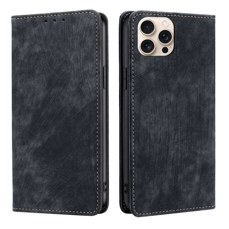 RFID Anti-theft Brush Magnetic Leather Phone Case, For iPhone 18 Pro / 17 Pro, For iPhone 18 Pro ...