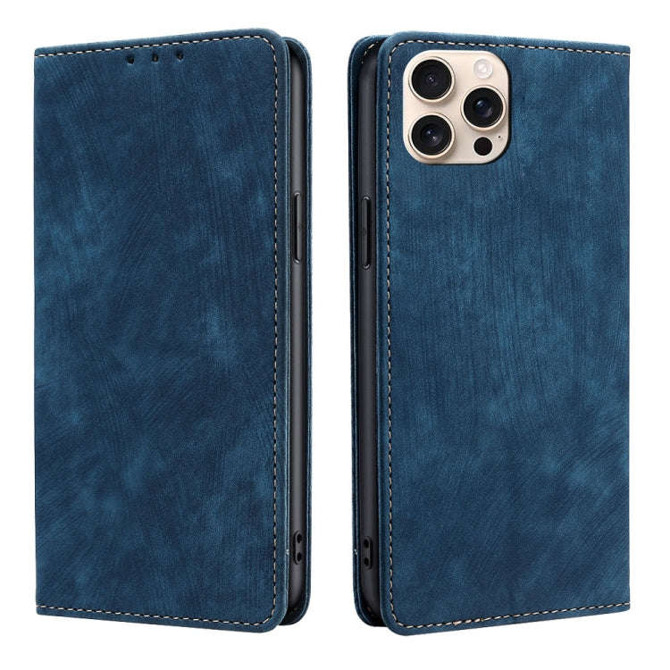 RFID Anti-theft Brush Magnetic Leather Phone Case, For iPhone 18 Pro / 17 Pro, For iPhone 18 Pro ...