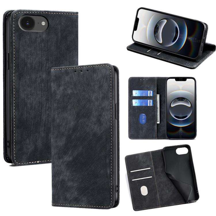 RFID Anti-theft Brush Magnetic Leather Phone Case, For iPhone 18 Pro / 17 Pro, For iPhone 18 Pro ...