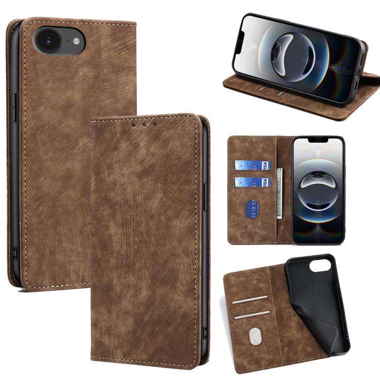 RFID Anti-theft Brush Magnetic Leather Phone Case, For iPhone 18 Pro / 17 Pro, For iPhone 18 Pro ...