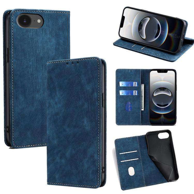 RFID Anti-theft Brush Magnetic Leather Phone Case, For iPhone 18 Pro / 17 Pro, For iPhone 18 Pro ...