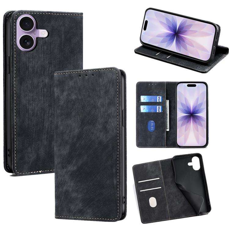 RFID Anti-theft Brush Magnetic Leather Phone Case, For iPhone 18 Pro / 17 Pro, For iPhone 18 Pro ...