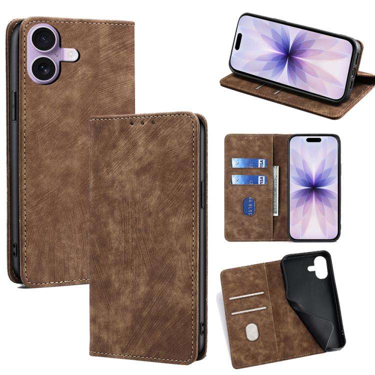 RFID Anti-theft Brush Magnetic Leather Phone Case, For iPhone 18 Pro / 17 Pro, For iPhone 18 Pro ...