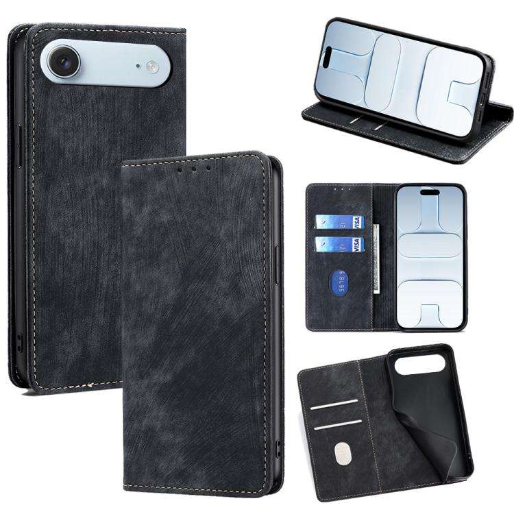 RFID Anti-theft Brush Magnetic Leather Phone Case, For iPhone 18 Pro / 17 Pro, For iPhone 18 Pro ...