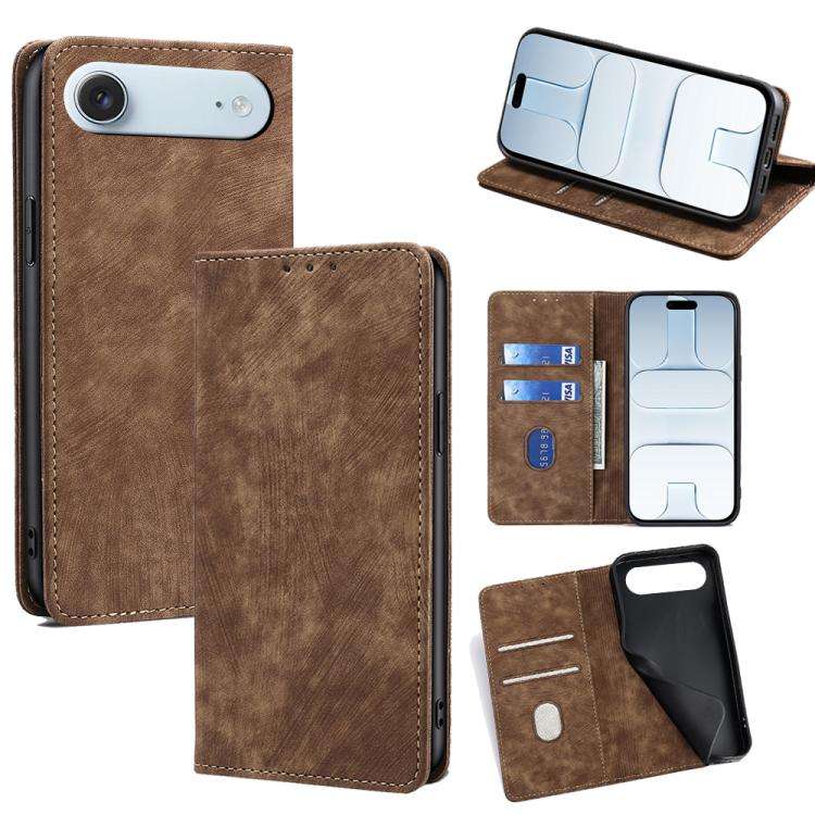 RFID Anti-theft Brush Magnetic Leather Phone Case, For iPhone 18 Pro / 17 Pro, For iPhone 18 Pro ...