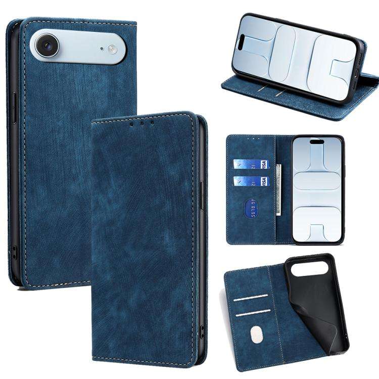 RFID Anti-theft Brush Magnetic Leather Phone Case, For iPhone 18 Pro / 17 Pro, For iPhone 18 Pro ...