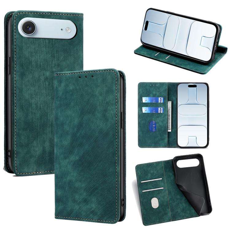 RFID Anti-theft Brush Magnetic Leather Phone Case, For iPhone 18 Pro / 17 Pro, For iPhone 18 Pro ...