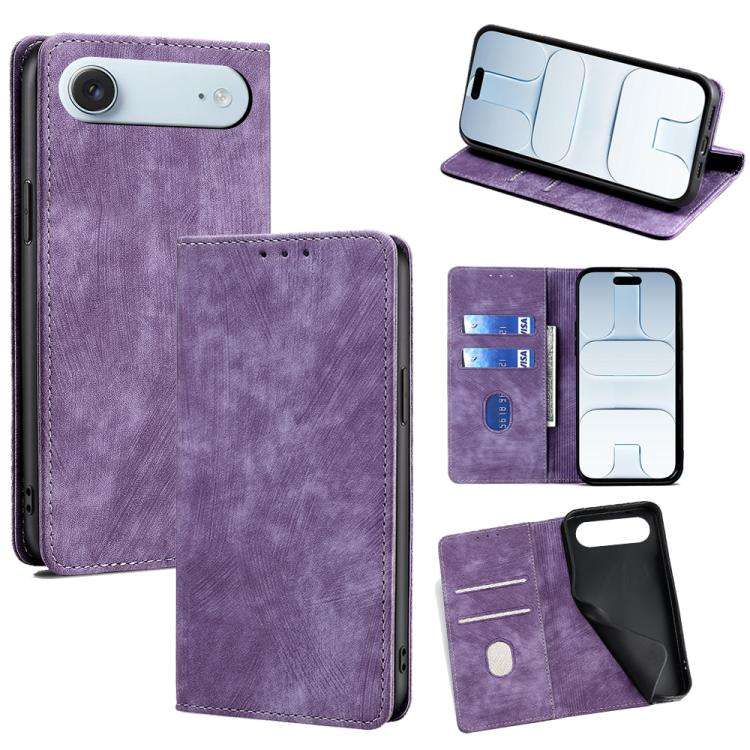 RFID Anti-theft Brush Magnetic Leather Phone Case, For iPhone 18 Pro / 17 Pro, For iPhone 18 Pro ...