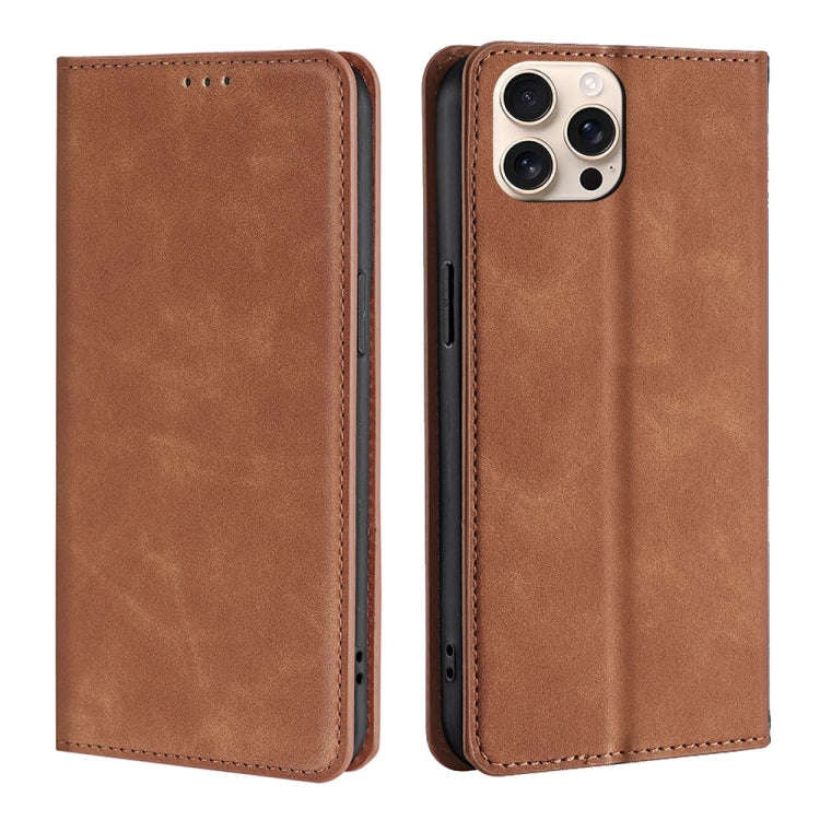 Skin Feel Magnetic Leather Phone Case, For iPhone 17 Pro Max, For iPhone 17 Pro, For iPhone 17, F...
