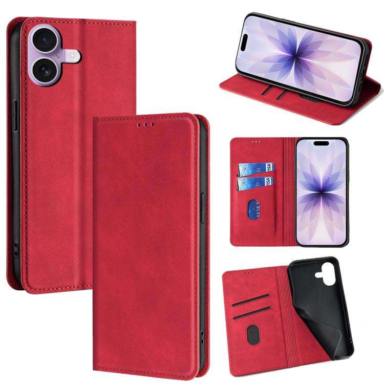 Skin Feel Magnetic Leather Phone Case, For iPhone 17 Pro Max, For iPhone 17 Pro, For iPhone 17, F...
