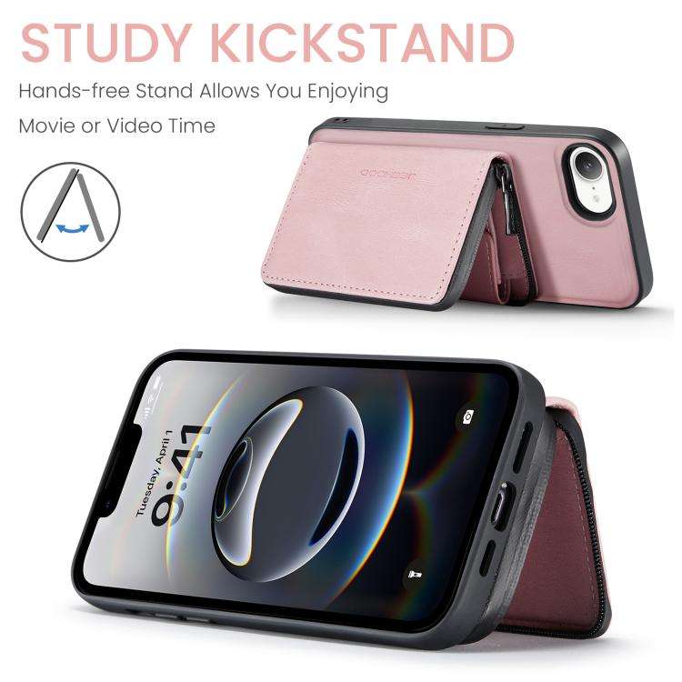 JEEHOOD J02 Magnetic Zipper Horizontal Flip Leather Phone Case, For iPhone 17e / 16e, For iPhone ...