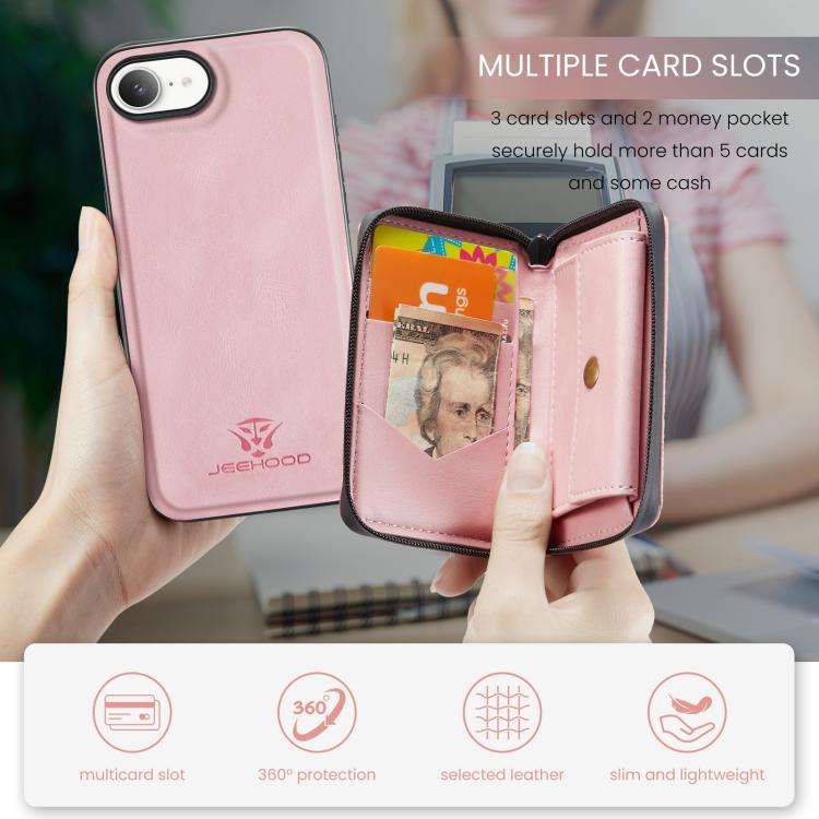 JEEHOOD J02 Magnetic Zipper Horizontal Flip Leather Phone Case, For iPhone 17e / 16e, For iPhone ...