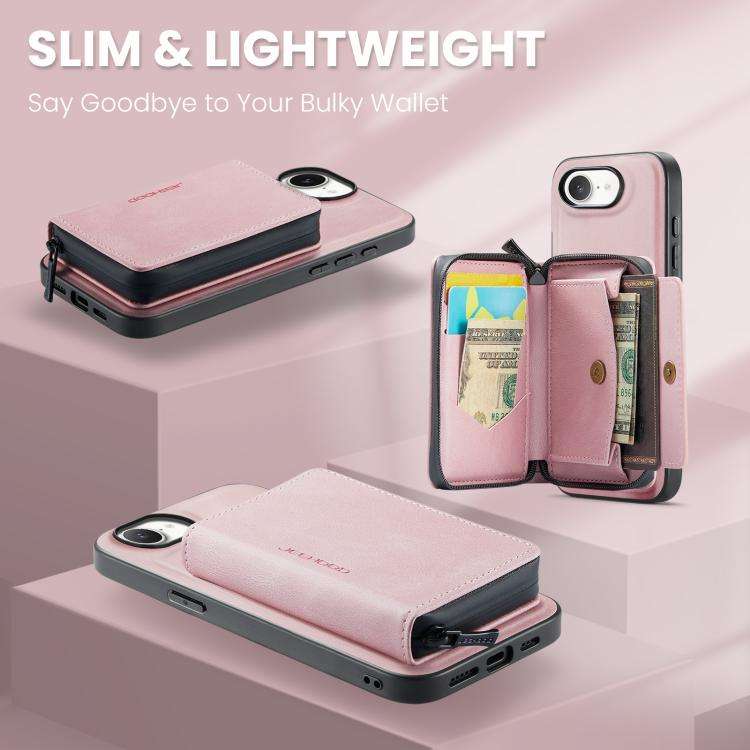 JEEHOOD J02 Magnetic Zipper Horizontal Flip Leather Phone Case, For iPhone 17e / 16e, For iPhone ...