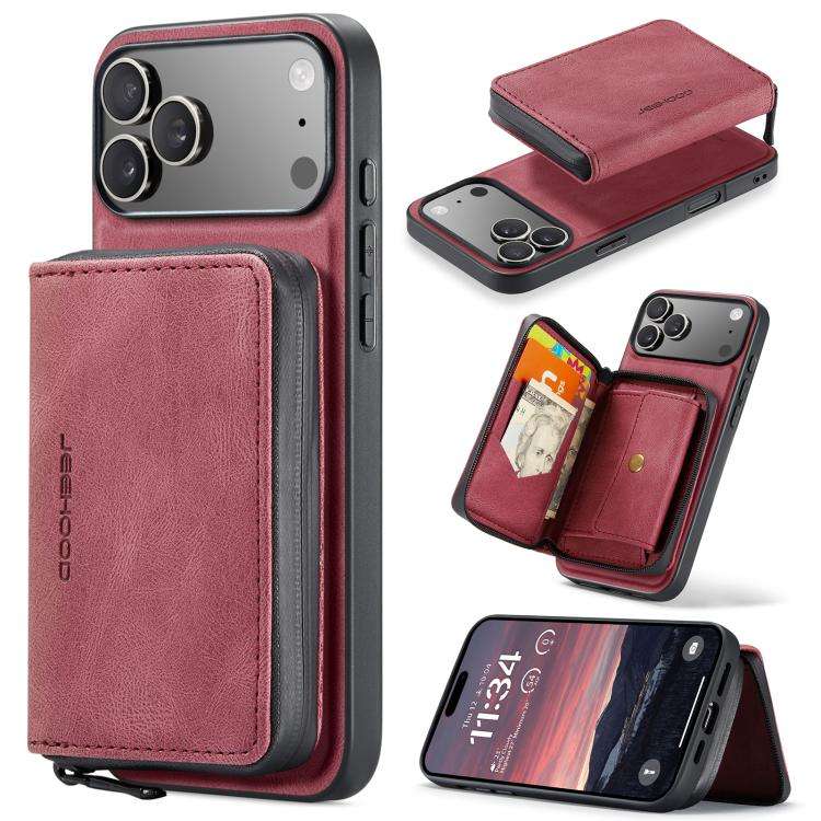 JEEHOOD J02 Magnetic Zipper Horizontal Flip Leather Phone Case, For iPhone 17e / 16e, For iPhone ...