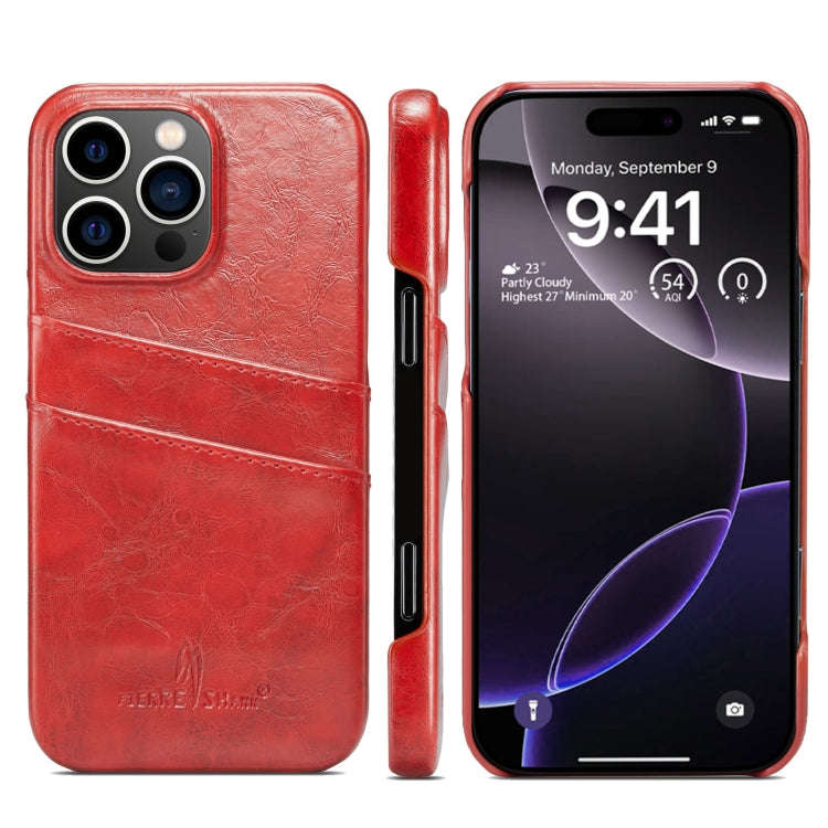 Fierre Shann Retro Oil Wax Texture Card Slots PU Leather Phone Case, For iPhone 17e / 16e, For iP...