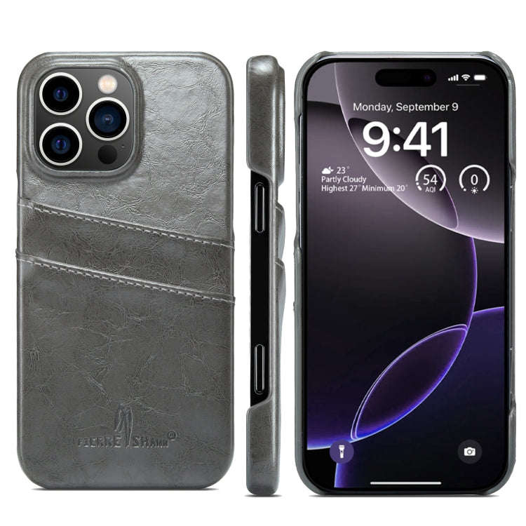 Fierre Shann Retro Oil Wax Texture Card Slots PU Leather Phone Case, For iPhone 17e / 16e, For iP...