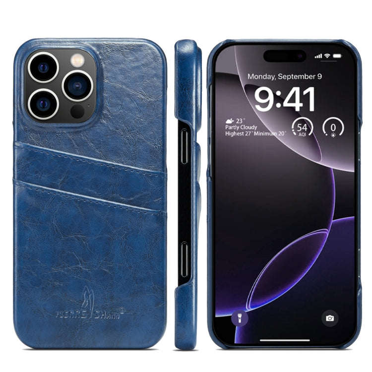 Fierre Shann Retro Oil Wax Texture Card Slots PU Leather Phone Case, For iPhone 17e / 16e, For iP...