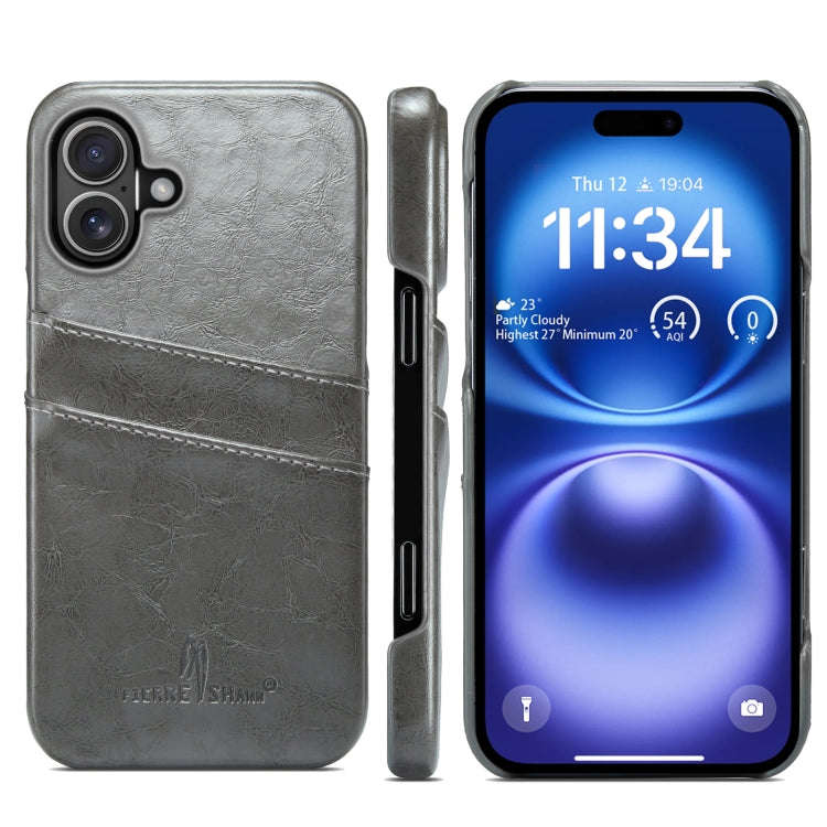 Fierre Shann Retro Oil Wax Texture Card Slots PU Leather Phone Case, For iPhone 17e / 16e, For iP...