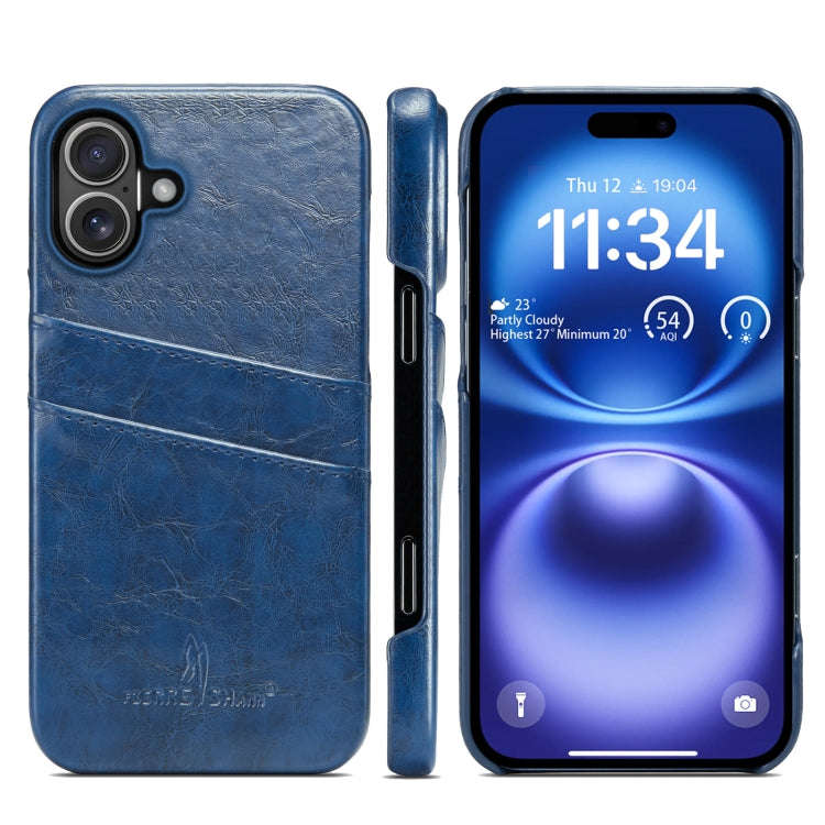 Fierre Shann Retro Oil Wax Texture Card Slots PU Leather Phone Case, For iPhone 17e / 16e, For iP...