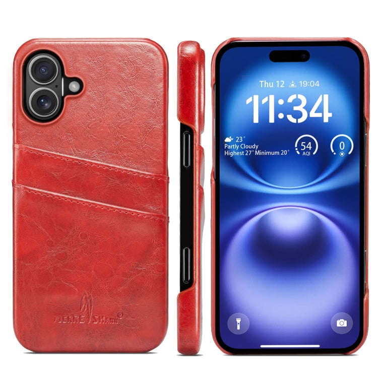 Fierre Shann Retro Oil Wax Texture Card Slots PU Leather Phone Case, For iPhone 17e / 16e, For iP...