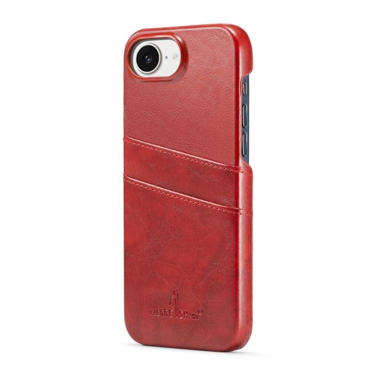 Fierre Shann Retro Oil Wax Texture Card Slots PU Leather Phone Case, For iPhone 17e / 16e, For iP...