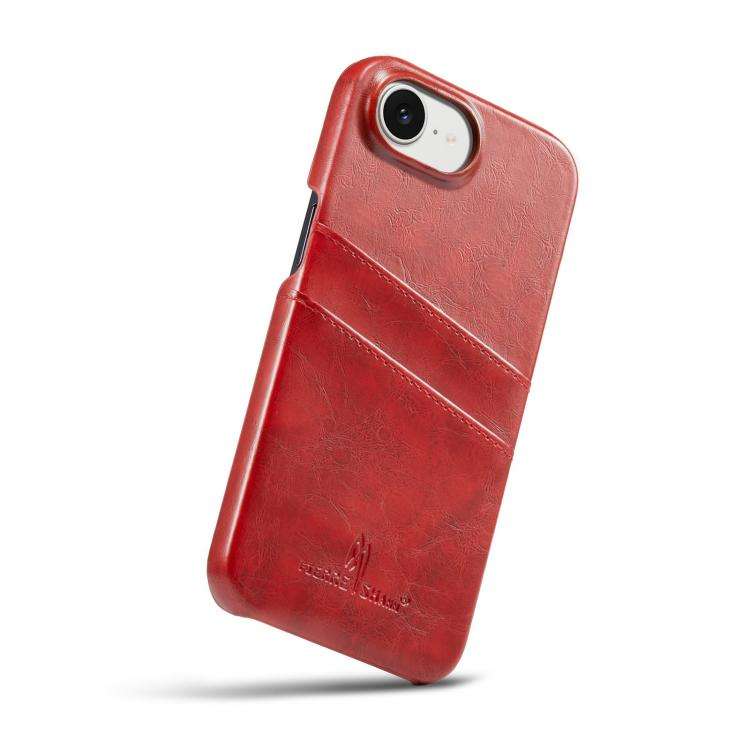 Fierre Shann Retro Oil Wax Texture Card Slots PU Leather Phone Case, For iPhone 17e / 16e, For iP...