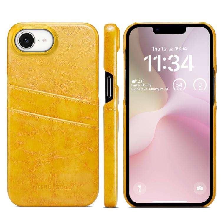 Fierre Shann Retro Oil Wax Texture Card Slots PU Leather Phone Case, For iPhone 17e / 16e, For iP...