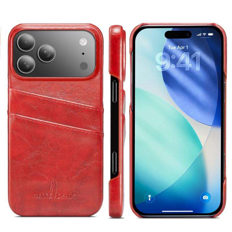 Fierre Shann Retro Oil Wax Texture Card Slots PU Leather Phone Case, For iPhone 17e / 16e, For iP...