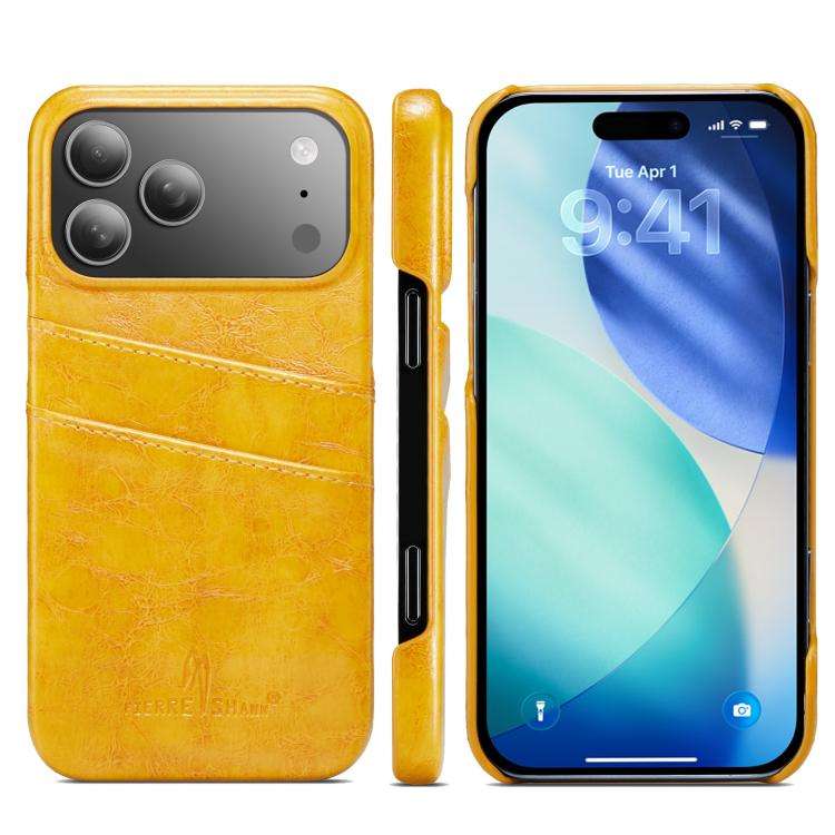 Fierre Shann Retro Oil Wax Texture Card Slots PU Leather Phone Case, For iPhone 17e / 16e, For iP...