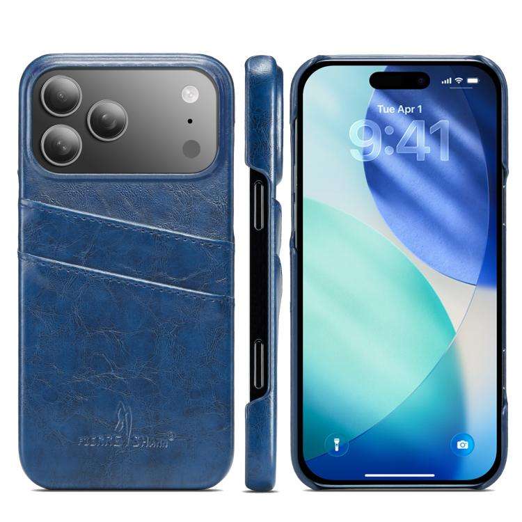 Fierre Shann Retro Oil Wax Texture Card Slots PU Leather Phone Case, For iPhone 17e / 16e, For iP...