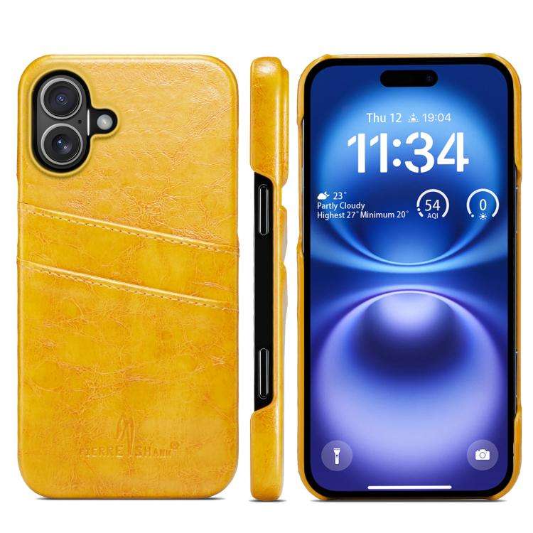 Fierre Shann Retro Oil Wax Texture Card Slots PU Leather Phone Case, For iPhone 17e / 16e, For iP...