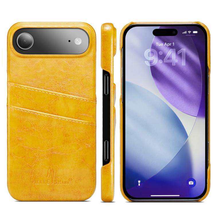 Fierre Shann Retro Oil Wax Texture Card Slots PU Leather Phone Case, For iPhone 17e / 16e, For iP...
