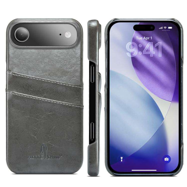 Fierre Shann Retro Oil Wax Texture Card Slots PU Leather Phone Case, For iPhone 17e / 16e, For iP...