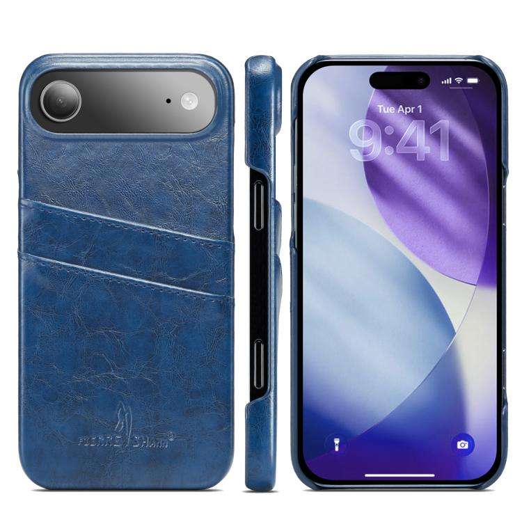 Fierre Shann Retro Oil Wax Texture Card Slots PU Leather Phone Case, For iPhone 17e / 16e, For iP...