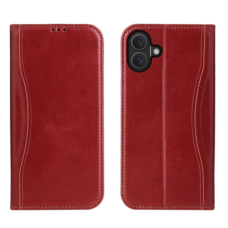 Fierre Shann Cowhide Leather Flip Leather Phone Case, For iPhone 18 Pro / 17 Pro, For iPhone 18 P...
